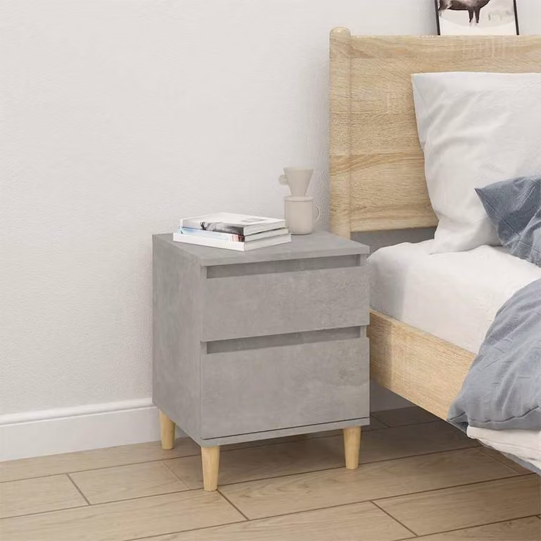 Comodino moderno vidaXL in legno e MDF, colore grigio cemento, L 40 cm x P 35 cm x H 50 cm