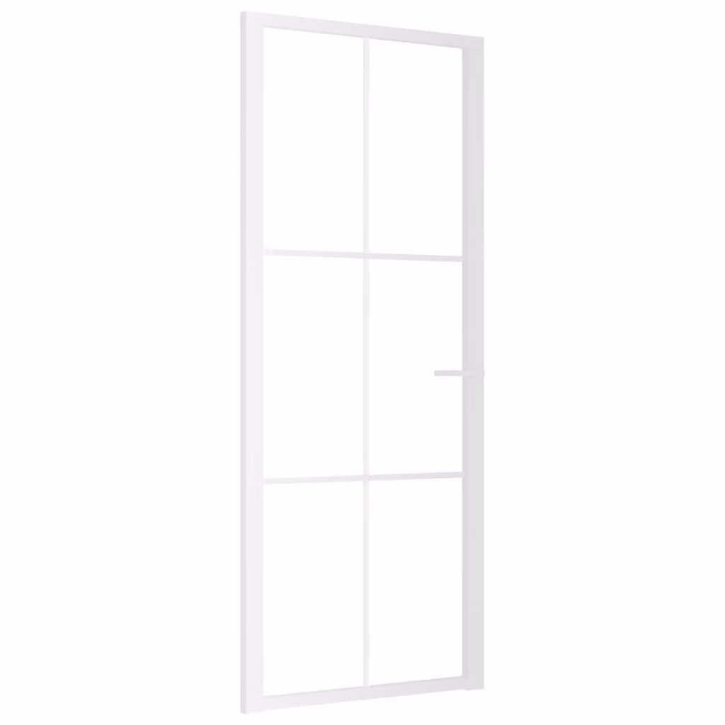 Porta Interna 83x201,5 cm Bianca in Vetro ESG e Alluminio