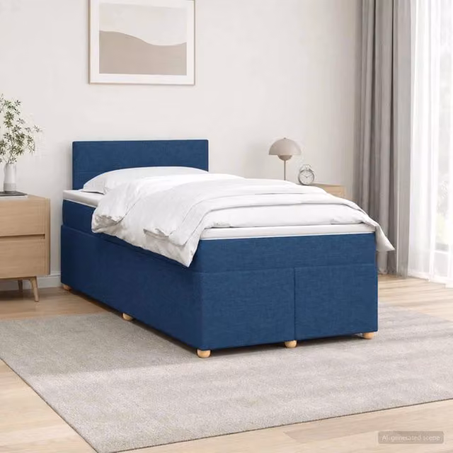 Letto box spring con materasso Blu 120 x 190 cm Tessuto 3450915