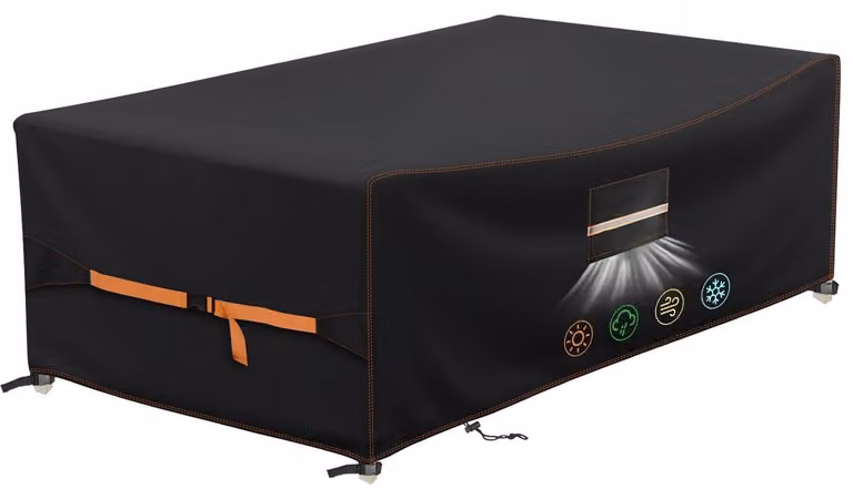Telo protettivo per mobili da giardino, dimensioni 300x200x90 cm, tessuto Oxford 420D, colore nero, resistente alle intemperie, con finestra di ventilazione