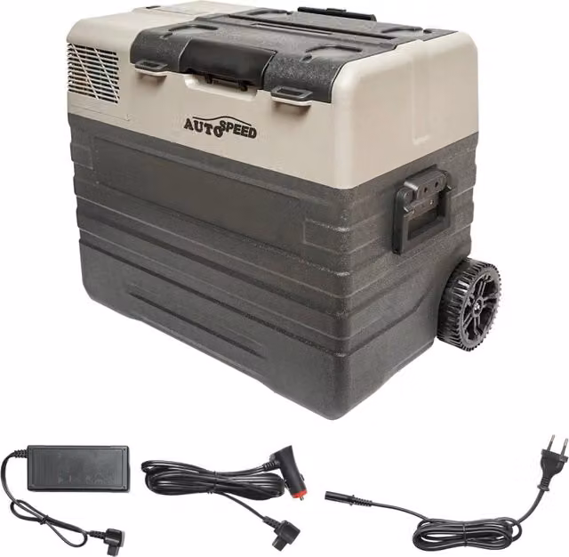 Frigorifero da auto con compressore e ruote tipo trolley 52L 12-24-220V 60W