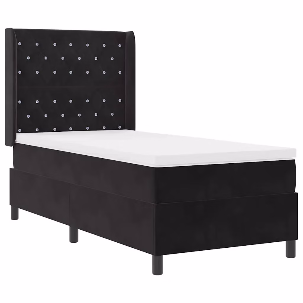 Letto a molle con materasso vidaXL in velluto nero L/P/H: 90 x 190 x 33 cm – 2