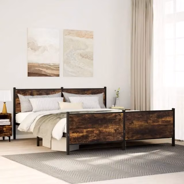 Giroletto vidaXL in metallo e legno Rovere Fumo L: 219 cm, P: 187 cm, H: 91,5 cm
