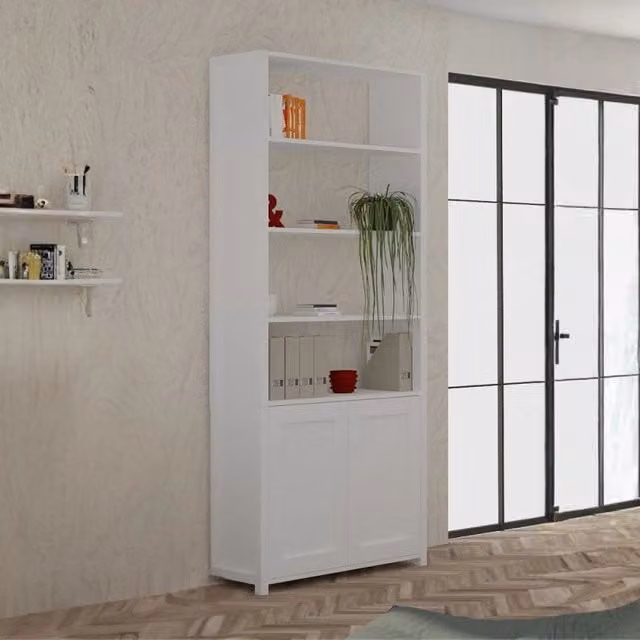 Libreria Miraflor con 2 ante e 4 vani a giorno colore bianco