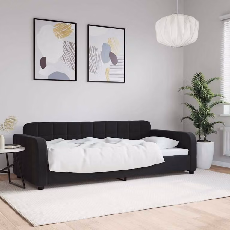 Letto da giorno moderno vidaXL in velluto nero L/P: 90 x 200 cm