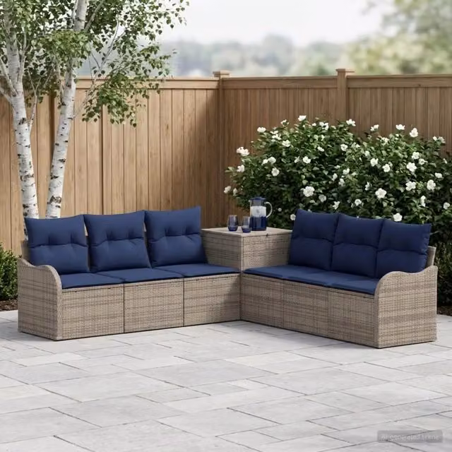 Set di divani 7 pz Grigio e Blu Navy 121 x 62 x 69 cm 3448685