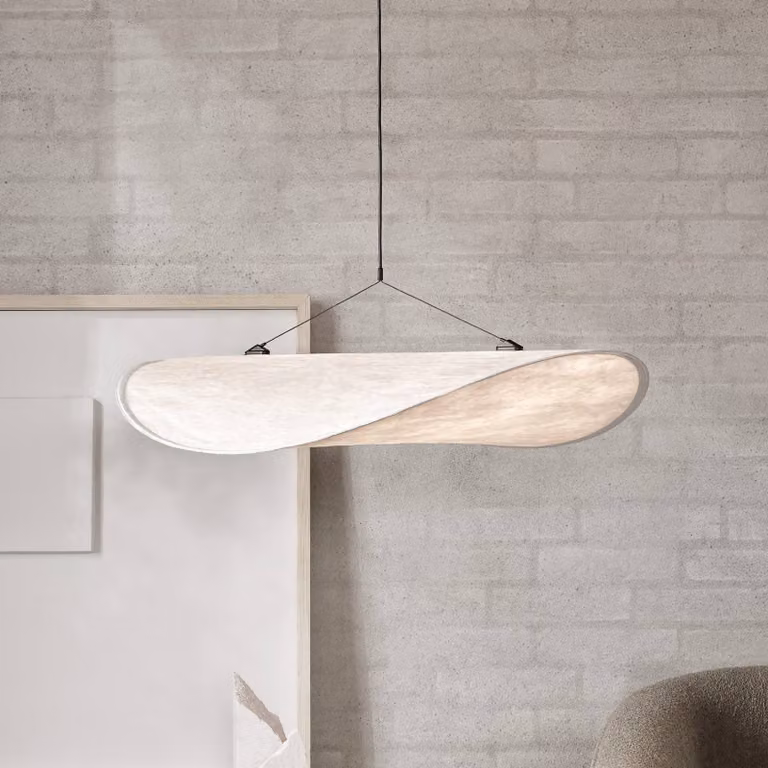 New Works Lampada LED a sospensione Tense di Works, Ø 70 cm, bianca Tense, dimmerabile, Bianco / Opale, Soggiorno / Sala da pranzo, Plastica, Design