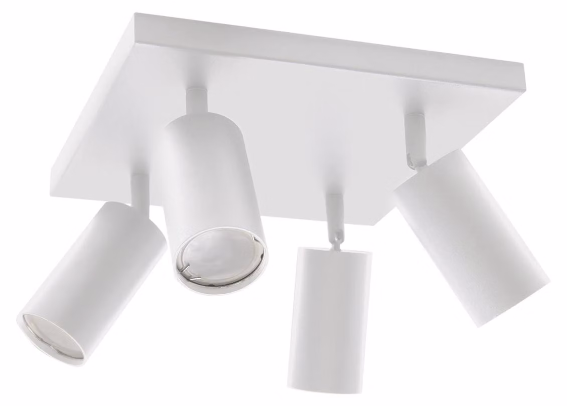 MANAM GU10 Plafoniera a 4 luci, bianco, alluminio, 160x250x250 mm