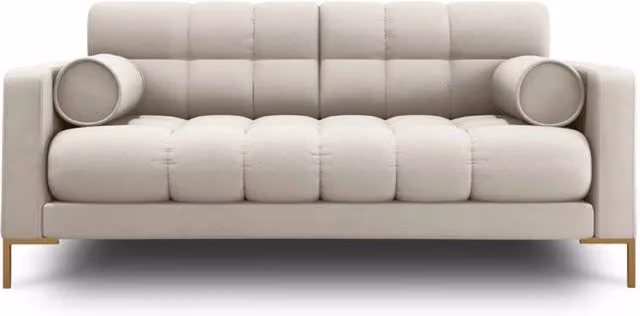 Divano 2 posti Bali di Cosmopolitan Design in tessuto beige e oro con cuscini inclusi L: 152 cm, P: 75 cm, H: 92 cm