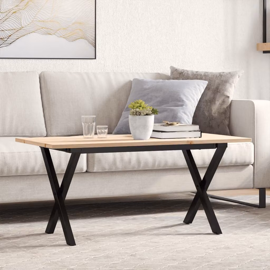 Maison Exclusive - Tavolino Salotto Telaio a X 100x50x45 cm Legno Pino e Acciaio