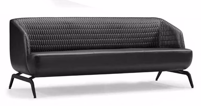 Schwarzes Ledersofa Designer 3-Sitzer Couch Wohnzimmer Sitzmöbel 3-er