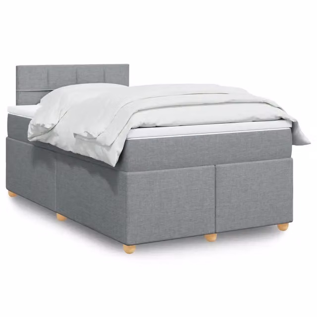 Letto con Giroletto a Molle e Materasso Ibrido vidaXL, Grigio Chiaro e Bianco, L/P: 120 x 200 cm