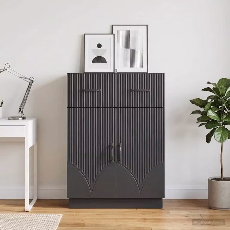 Credenza moderna vidaXL in legno ingegnerizzato nero L 66 x P 34,5 x H 87 cm