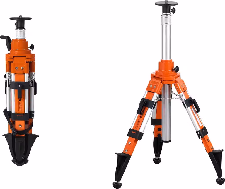 Supporto per livelle laser, con altezza regolabile da 27,16 a 67,71 pollici, realizzato in alluminio pressofuso resistente e dotato di sistema di sollevamento