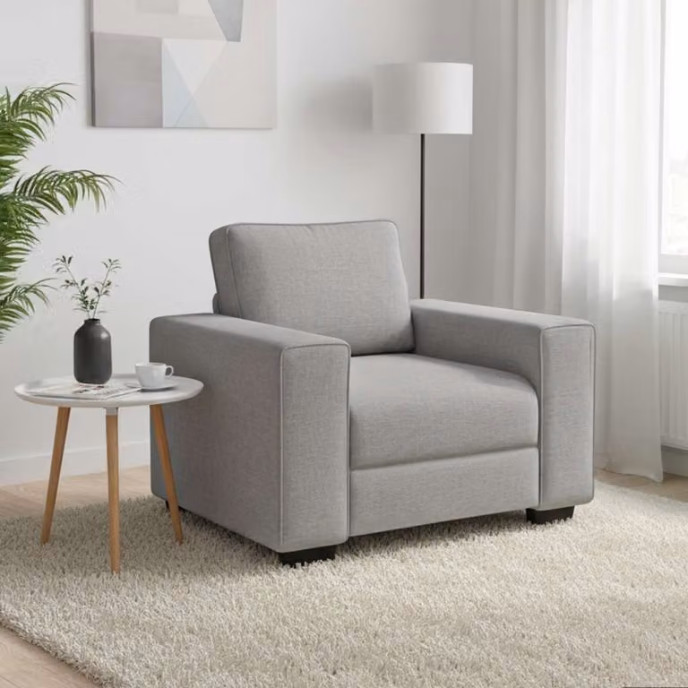 Divano Sedia vidaXL Grigio, Design Moderno con Braccioli e Rivestimento in Tessuto, L/P/H: 100 x 77 x 82 cm