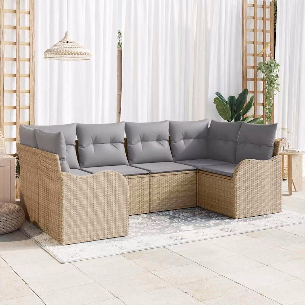 Maison Exclusive - Set Divano da Giardino 6 pcs beige e grigio chiaro Poly Rattan