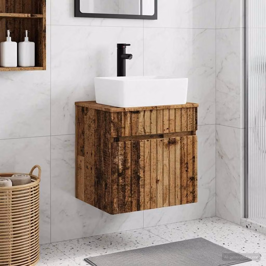 Mobile lavabo da parete vidaXL in legno color marrone, L 49 cm x P 41 cm x H 63 cm
