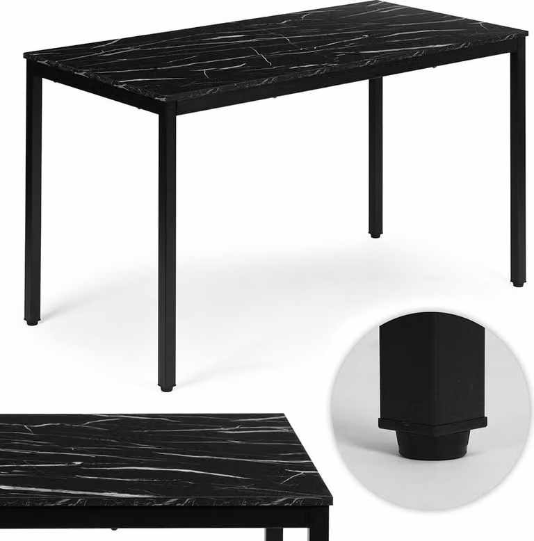 Tavolo da pranzo o scrivania, 120x60 cm, finitura marmo nero