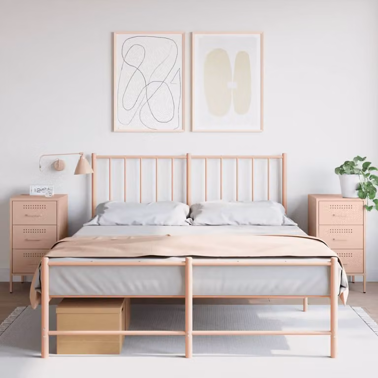 Set di 2 comodini vidaXL in metallo rosa, stile industriale, L 36 cm x P 39 cm x H 68 cm
