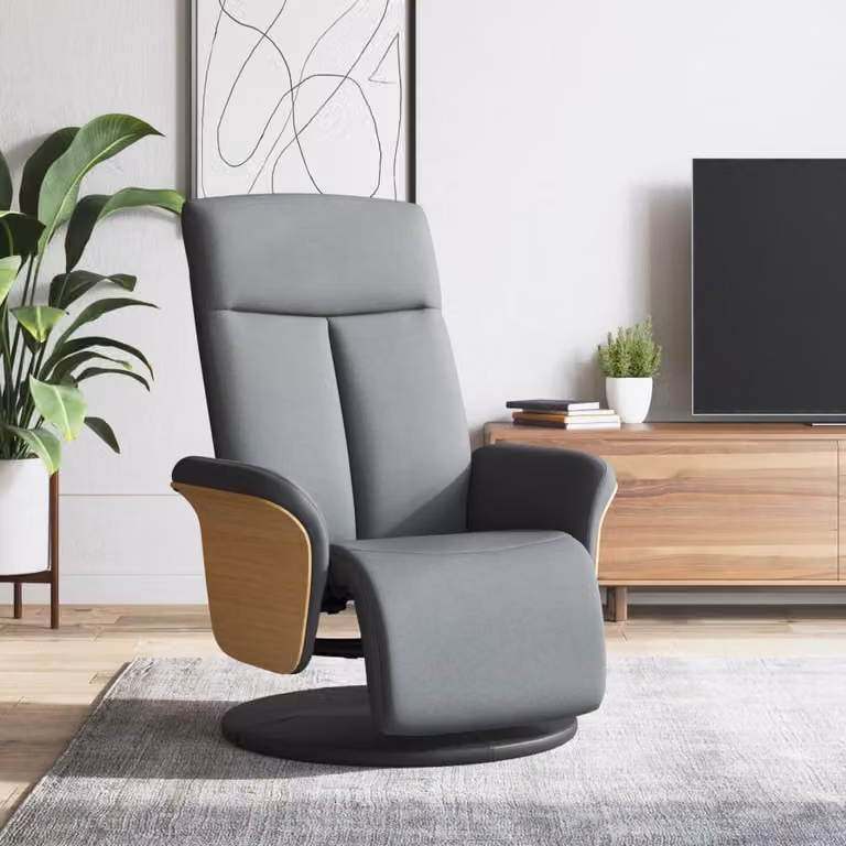 Maison Exclusive - Poltrona relax con poggiapiedi, color grigio chiaro, rivestita in tessuto