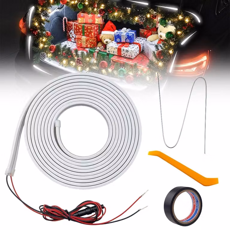 Striscia LED per illuminazione interna dell'auto, 4 metri, bianco dinamico, con sensore automatico