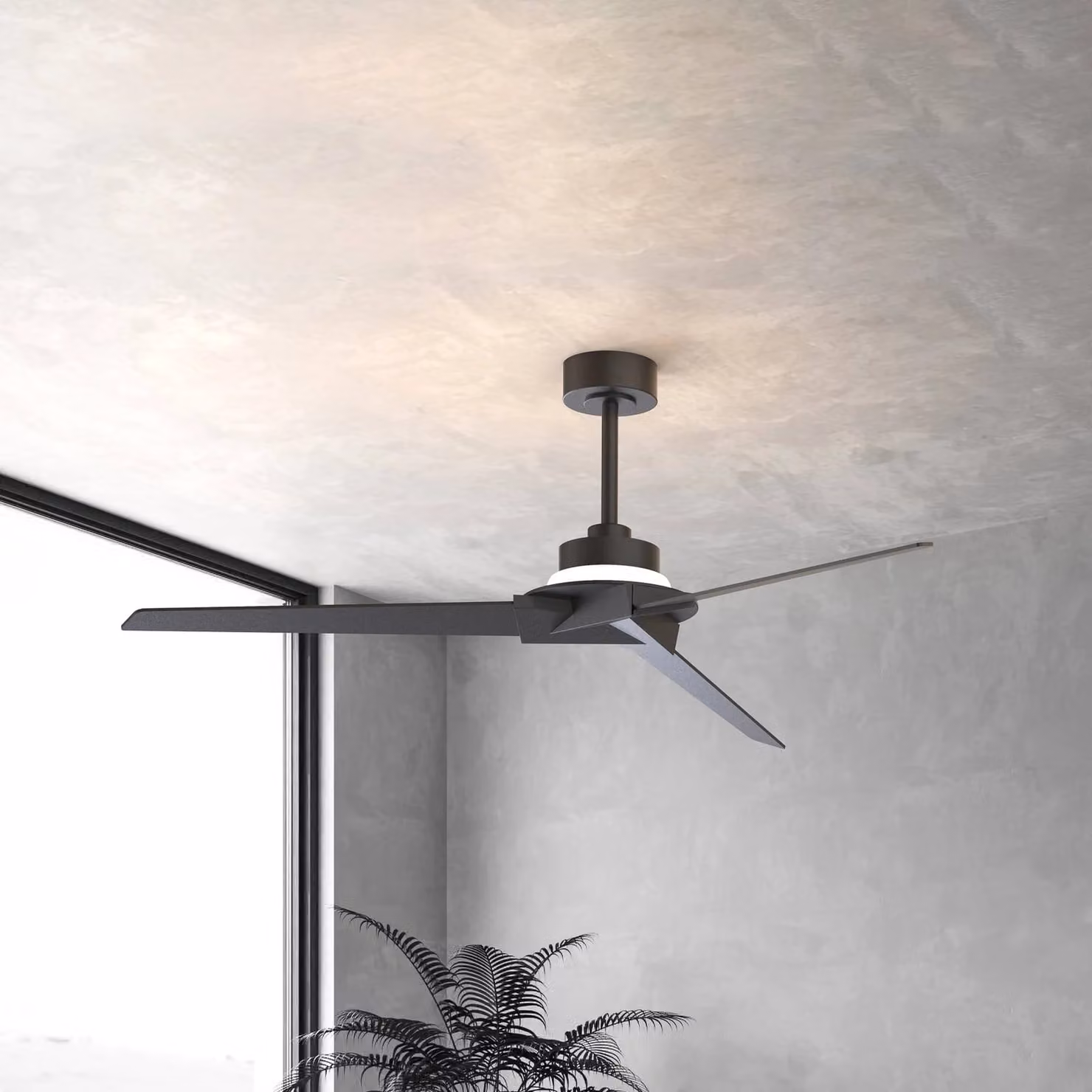 Mantra Iluminación Ventilatore da soffitto LED Brisa nero/legno DC silenzioso 175 cm CCT Brisa, dimmerabile, Nero, Bagno, Legno, Moderno