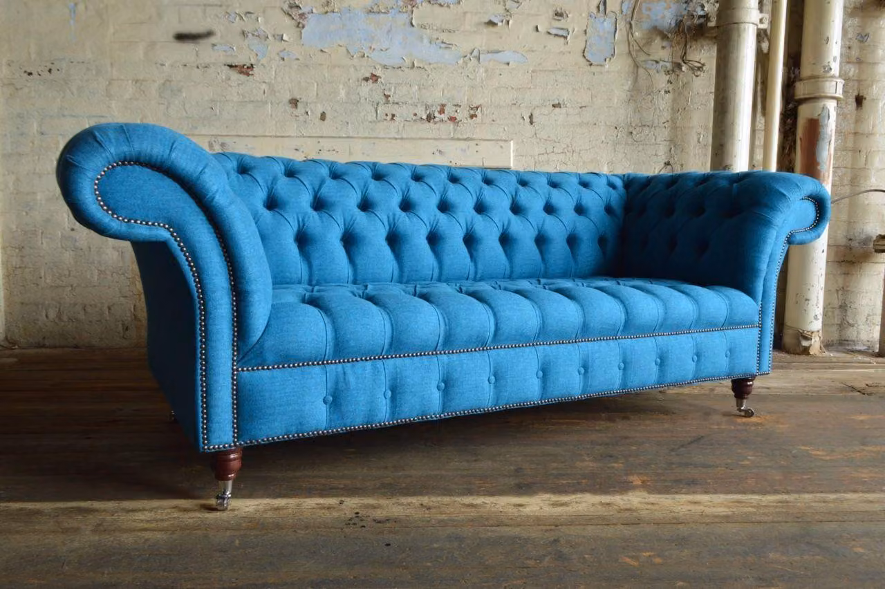 Chesterfield Design Luxus Polster Sofa Couch Sitz Garnitur Leder #199