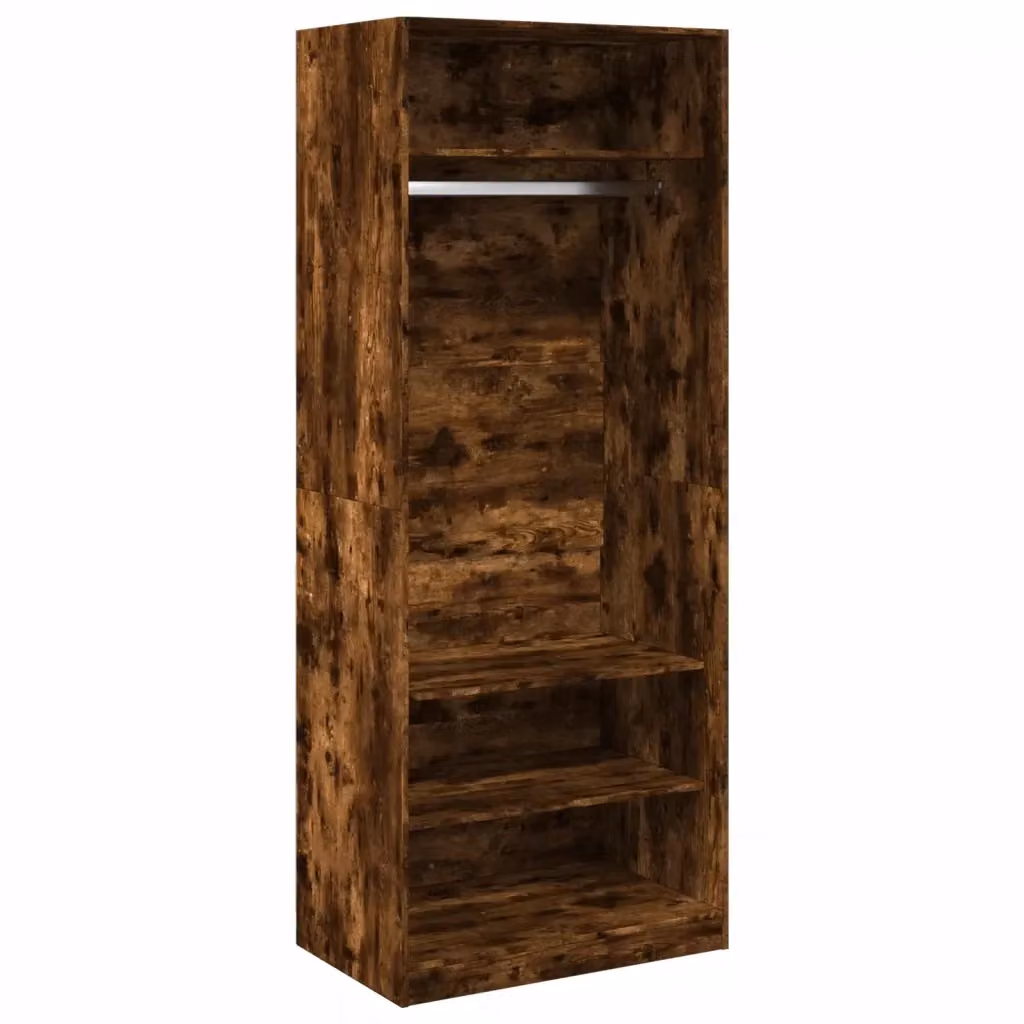 Armadio vidaXL in Rovere Fumo con Ripiani e Appendiabiti, L: 80 cm, P: 50 cm, H: 200 cm – 2