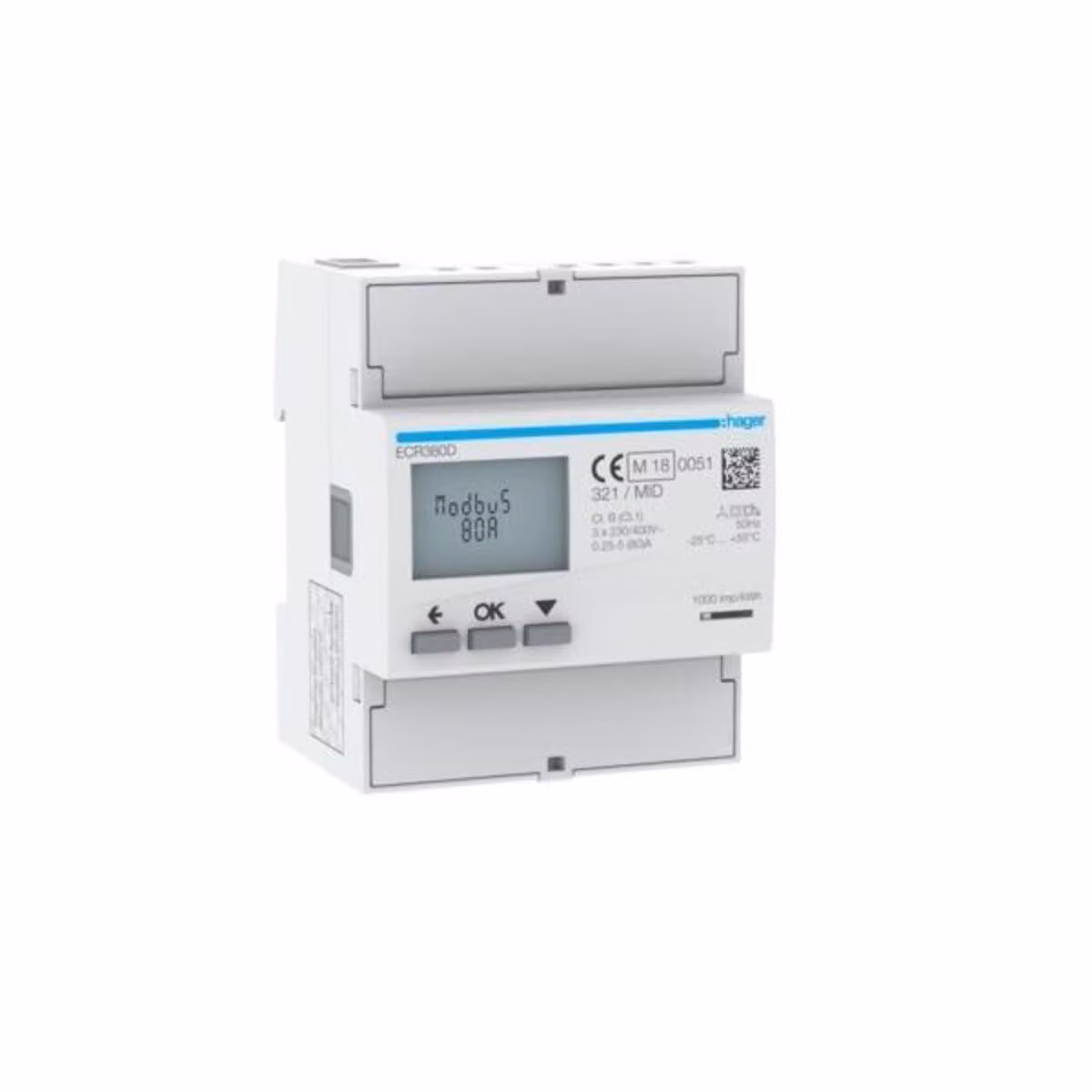HAGER ECR380D Contatore di energia trifase, diretto80A,4M,MID (ECR380D)