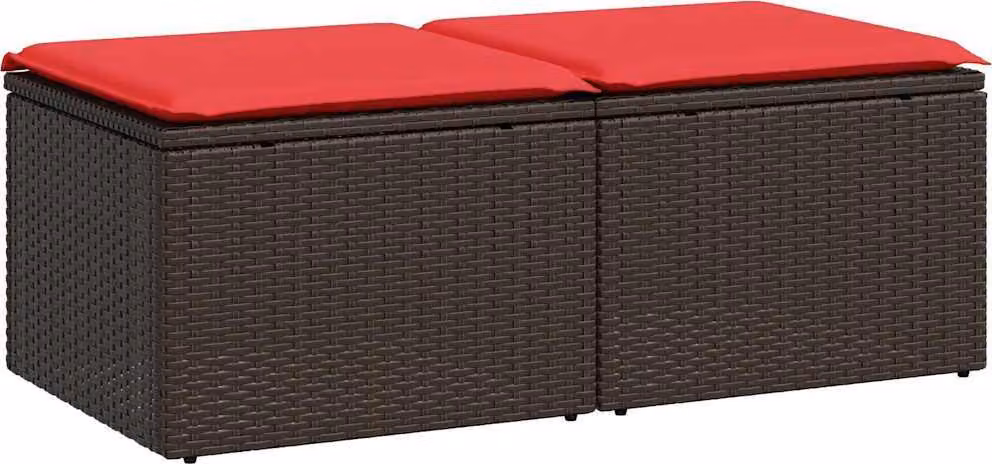Set Divano Giardino 4 pz con Cuscini Marrone Polyrattan Acacia