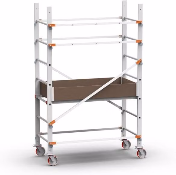Trabattello professionale GIERRE in alluminio argento con portata massima 170 kg, L/P/H: 210 x 158 x 75 cm, altezza di lavoro 3.3 m