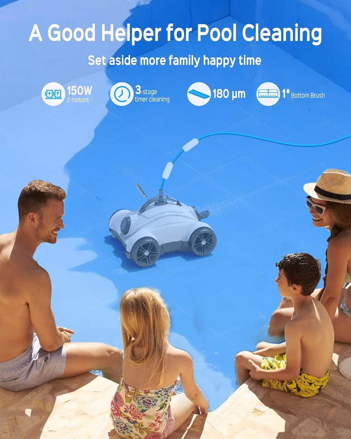 Aspirapolvere per piscine - Robot per piscine - Pulitori per piscine - con motore potente - forte aspirazione - 150W