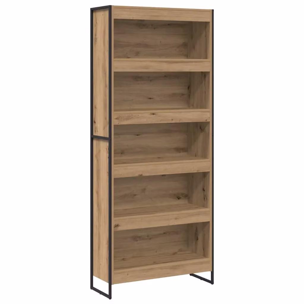 vidaXL Armadio per Libri in Legno e Metallo Stile Industrial, Colore Rovere Opaco, L 80 x P 30 x H 189,5 cm – 2