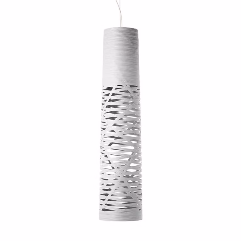 Foscarini Lampada a sospensione Tress media, dimmerabile, Bianco / Opale, Soggiorno / Sala da pranzo, Design, Lampada a sospensione