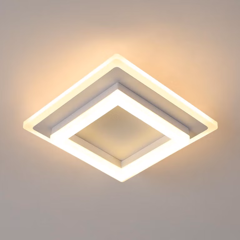 SENQIU Lampada da soffitto moderna a LED, design quadrato, realizzata in acrilico, colore bianco, 20 cm, 3000 K