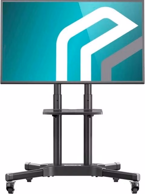 Sostegno per TV per pavimento da 32 a 65 pollici, fino a 50 kg, con ruote, VESA 100 x 100 - 600 x 400 mm, regolabile in altezza