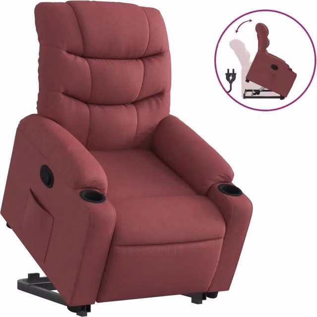 Poltrona | Sedia Relax Alzapersona Reclinabile Rosso Vino in Tessuto