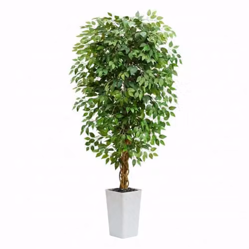 TXABL Albero di ficus artificiale alto 1,8 m, pianta artificiale in seta sintetica in vaso bianco, albero finto in vaso, albero finto in vaso per casa, ufficio, soggiorno, decorazione moderna