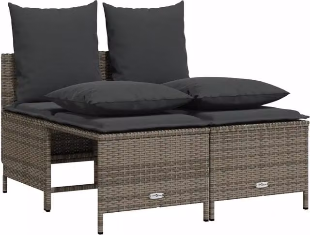 Set Divani da Giardino 4 pz | Set Salotto da Giardino con Cuscini in Polyrattan Grigio