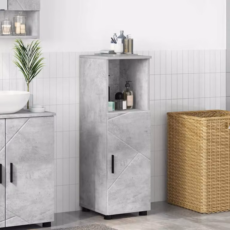 Mobile da bagno vidaXL in stile minimalista, colore grigio cemento e nero, L: 30 cm, P: 35 cm, H: 95 cm
