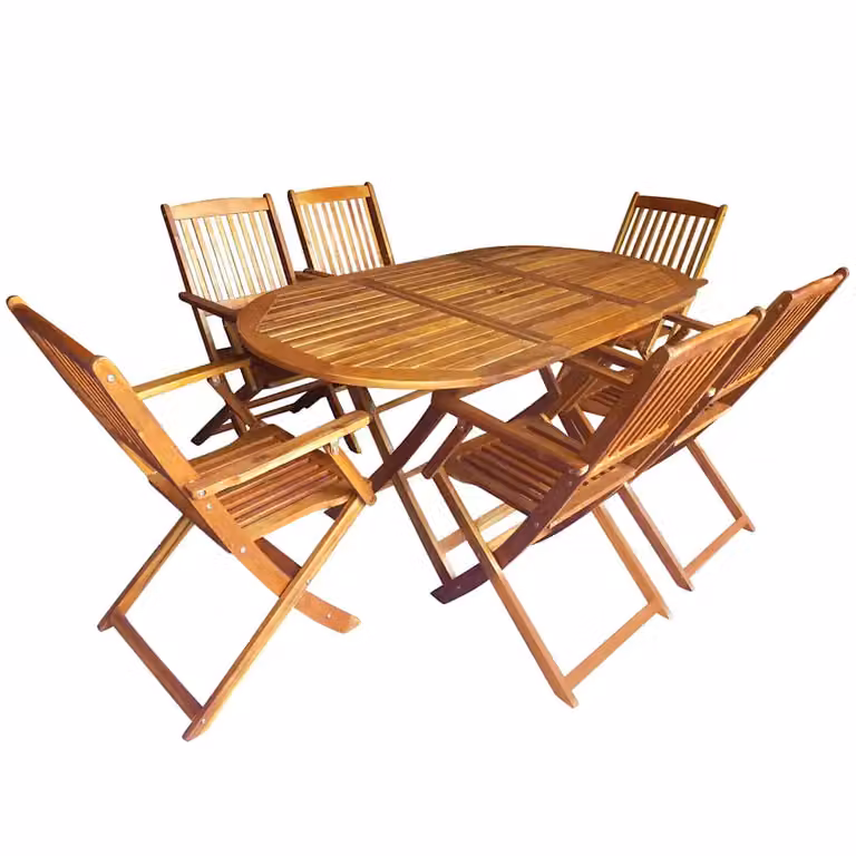 vidaXL Set da pranzo per esterni 7 pz Marrone