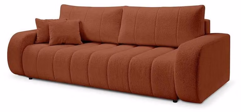 Divano angolare con funzione letto, modello Baloa, finitura rame lucido