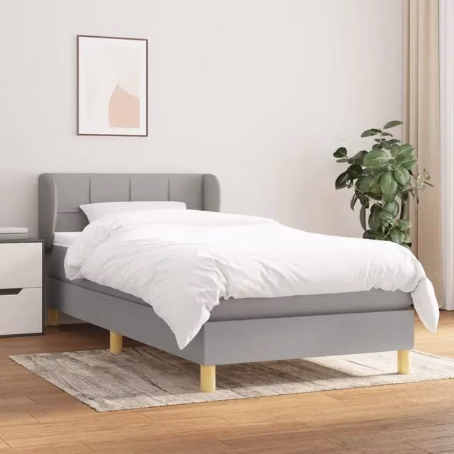 Letto Ibrido vidaXL con Giroletto a Molle e Materasso Grigio Chiaro e Bianco L/P/H: 80 x 200 x 203 cm – 1