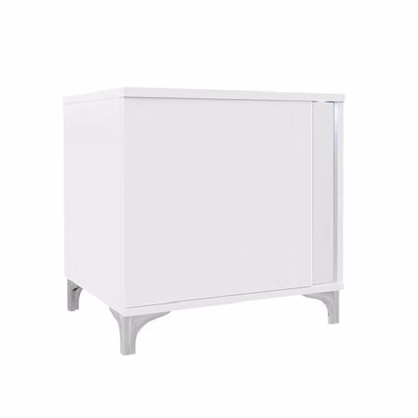 Comodino con illuminazione a LED BANTRY - bianco / bianco lucido, destro