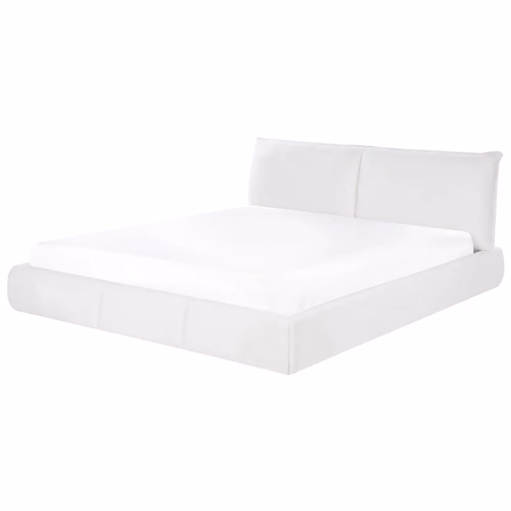 Letto matrimoniale Beliani in tessuto bouclé bianco stile classico L/P: 180 x 200 cm – 2
