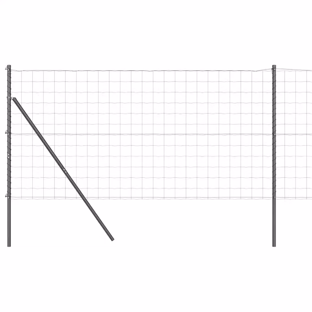 Recinzione in acciaio rivestita in PVC grigia con fissaggio a terra vidaXL, L: 25 m, H: 1,8 m – 2