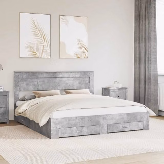 Struttura del letto con testiera-Giroletto con Testiera Grigio cemento 180 x 200 cm 935627