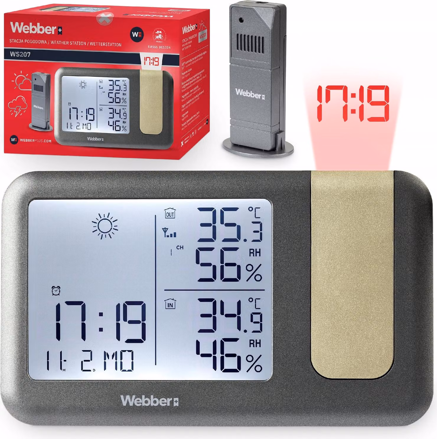 Stazione Meteo Con Dcf Meteo Webber Ws207 Display Meteo Proiettore Laser