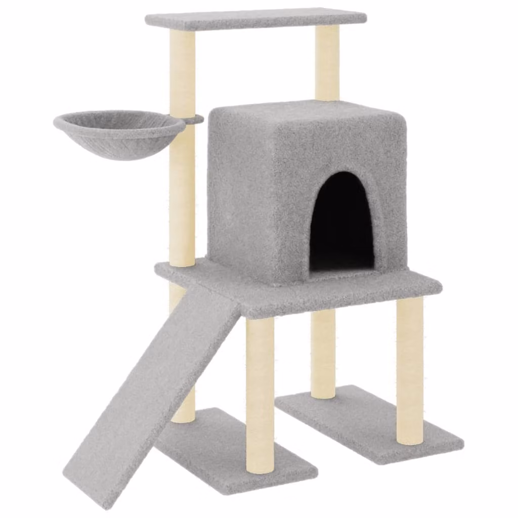 Albero per Gatti con Tiragraffi in Sisal Grigio Chiaro 96,5 cm
