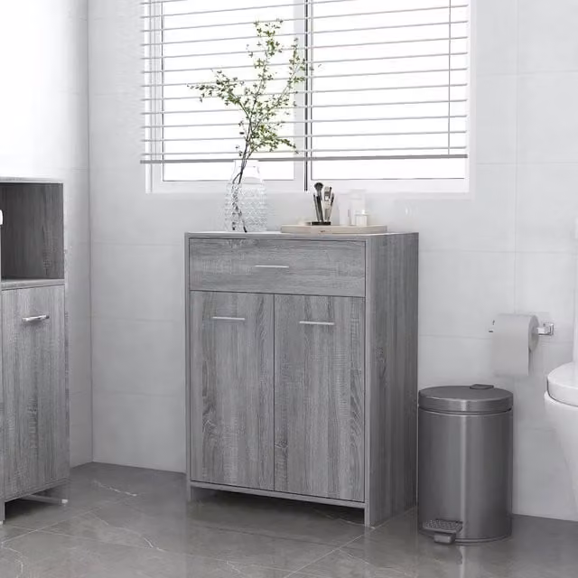 Armadio da bagno classico elegante 60 x 33 x 80 cm in legno ingegnerizzato grigio 02_0048241
